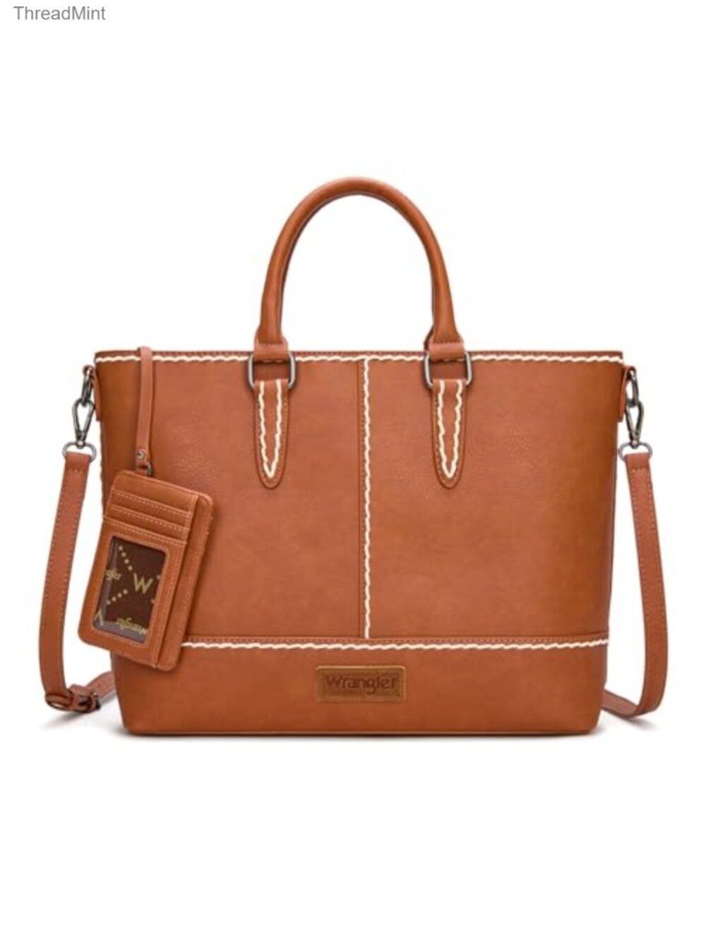 Faux Leather Wrangler Tote Bag Women Work Travel Crossbody Set Laptop